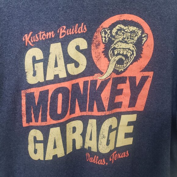 Gas Money Garage T-Shirt Dallas Texas Kustom Builds Blue XL - Picture 3 of 4